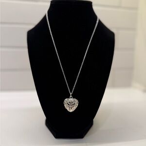 Sterling Silver Filigree Heart Necklace | 18” Chain | 925